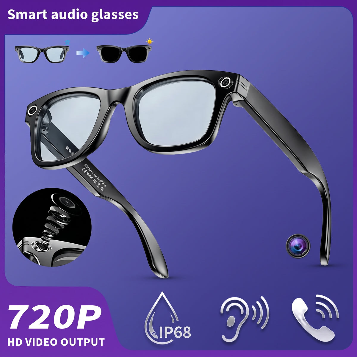 AI Smart Glasses 8MP Camera | Real-Time Translation