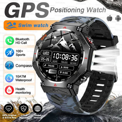 Camouflage Color Rugged GPS Outdoor Smartwatch – AMOLED, 10ATM, Compass