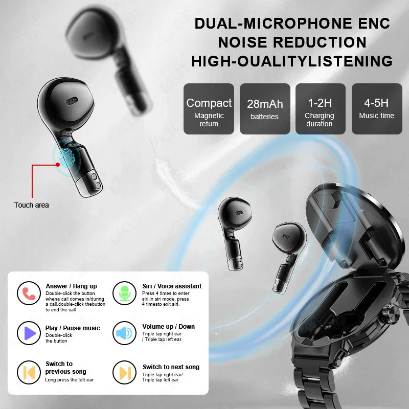 NFC Smartwatch 2-in-1 | Bluetooth Calling Earbuds