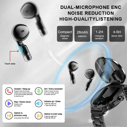 NFC Smartwatch 2-in-1 | Bluetooth Calling Earbuds
