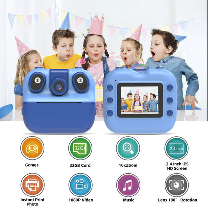 Kids Instant Print Camera with 2.8" Screen & 1080P Video