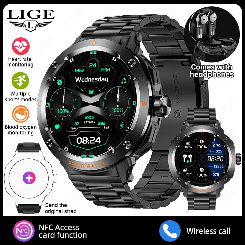 NFC Smartwatch 2-in-1 | Bluetooth Calling Earbuds