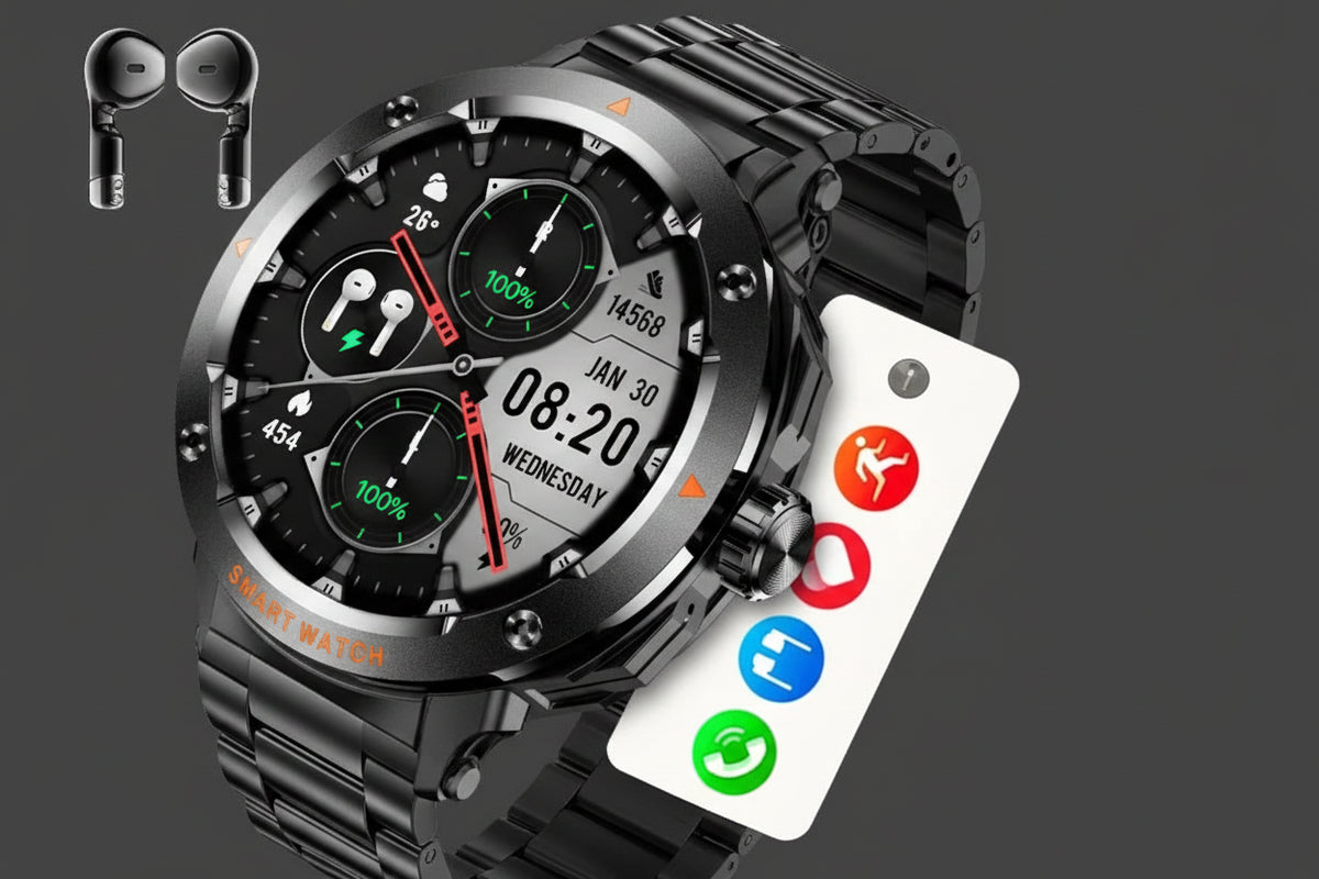 NFC Smartwatch 2-in-1 | Bluetooth Calling Earbuds