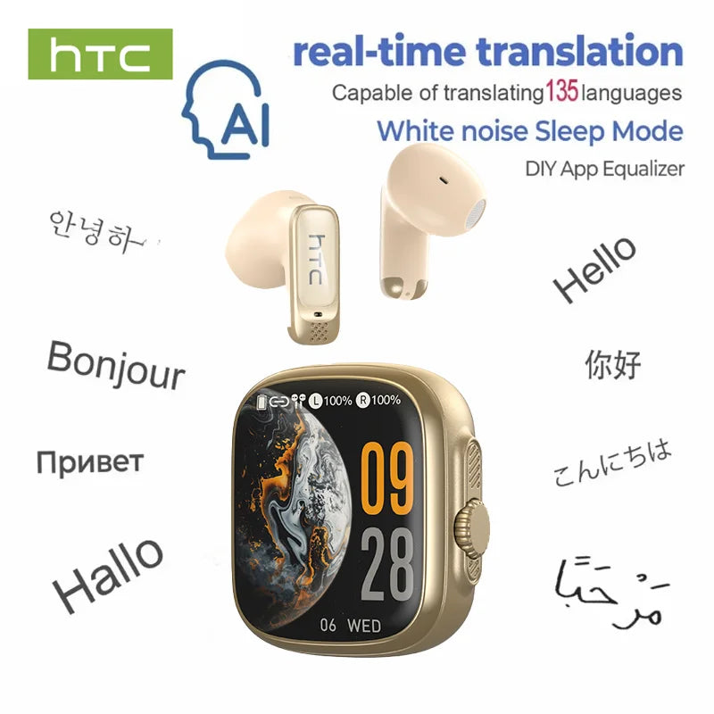 HTC NE72 Open-Ear AI Translator Earbuds | 135+ Languages