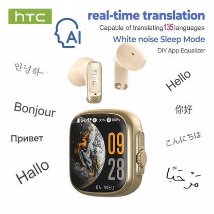 HTC NE72 Open-Ear AI Translator Earbuds | 135+ Languages