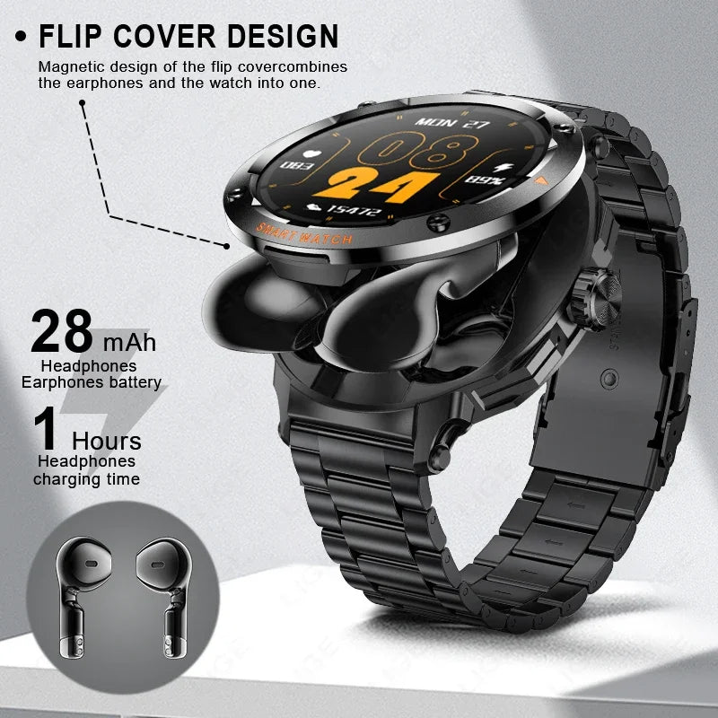 NFC Smartwatch 2-in-1 | Bluetooth Calling Earbuds