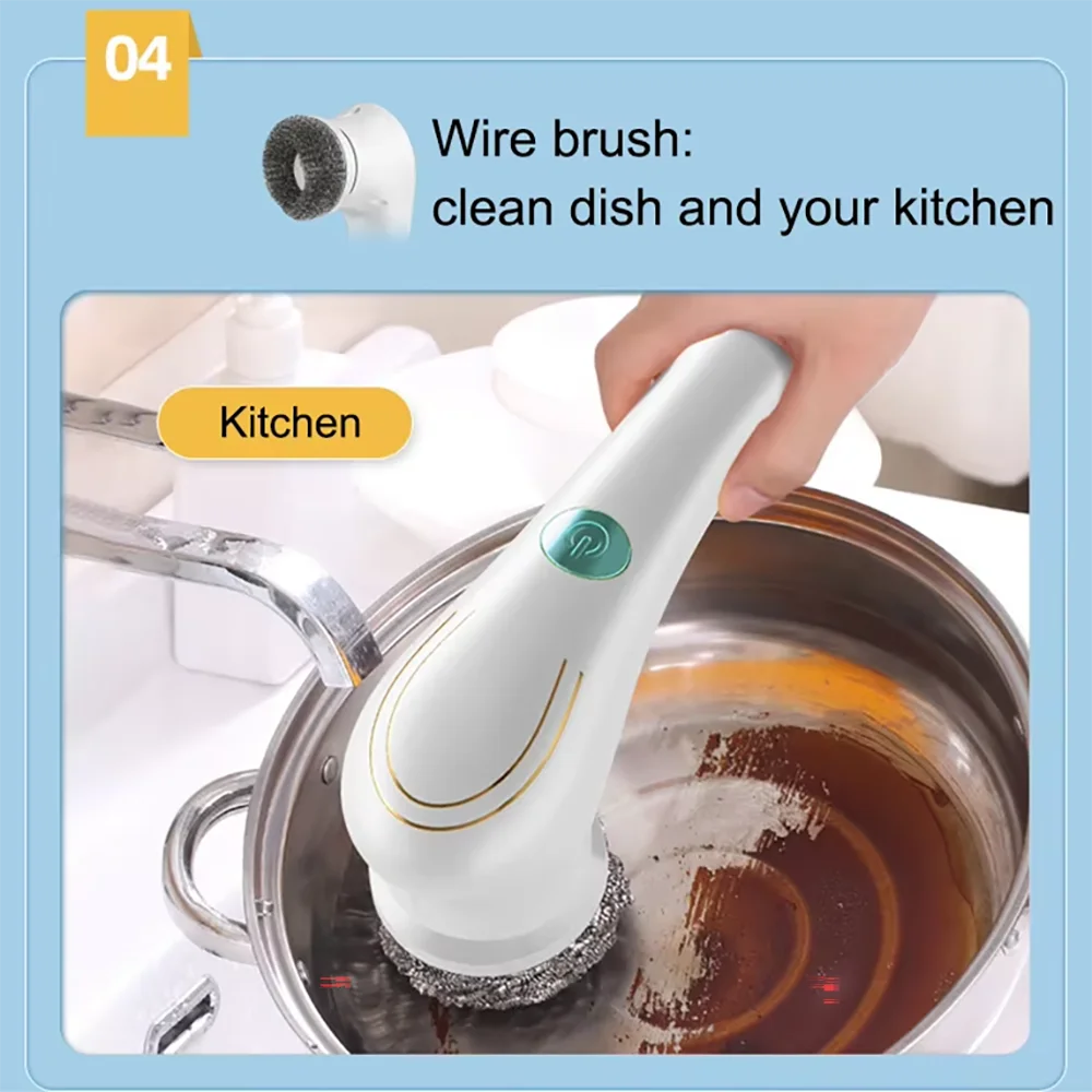 5-in-1 Electric Cleaning Brush – Cordless Rotating Scrubber