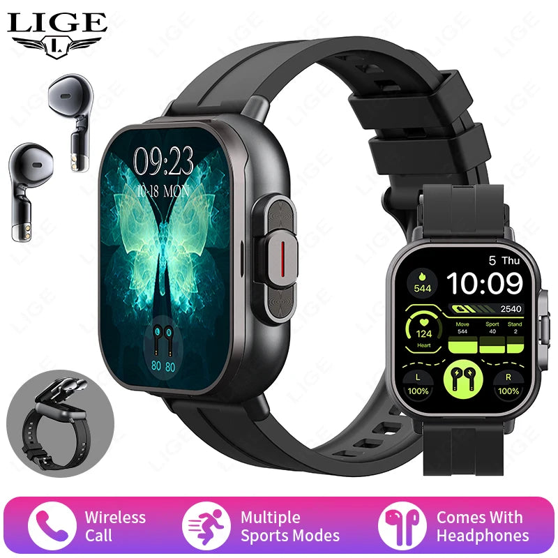 2-in-1 Smartwatch with Wireless Earbuds | Fitness & Bluetooth