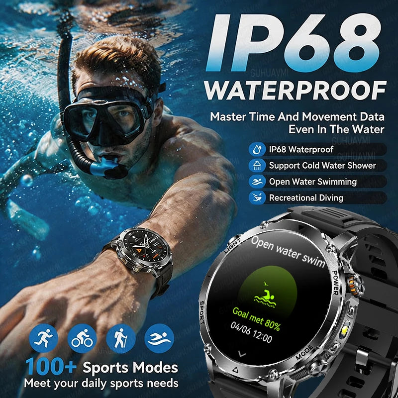 Outdoor GPS Smartwatch With 1400mAh Battery & Flashlight