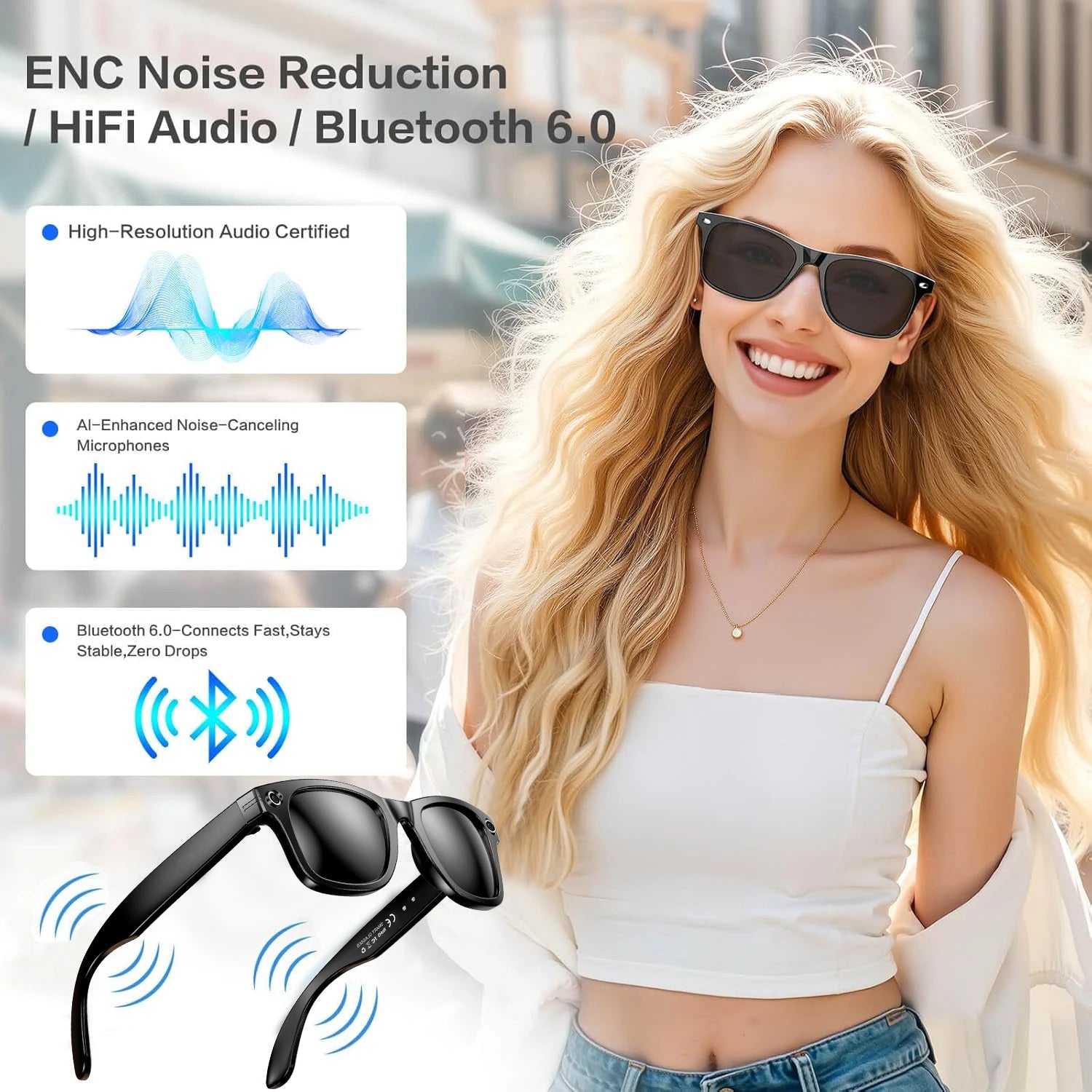 AI Camera Smart Glasses With Photo & Call Features