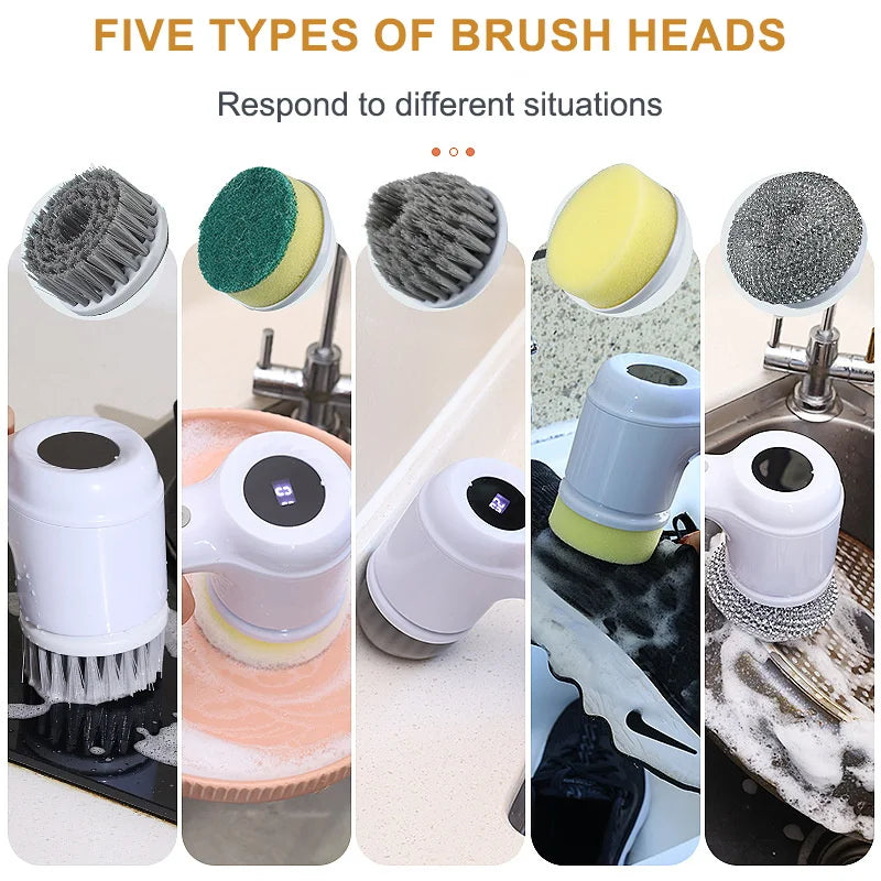 USB Electric Rotary Scrubber Cleaning Brush – 5 Heads