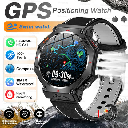 Starlight Leather Color Rugged GPS Outdoor Smartwatch – AMOLED, 10ATM, Compass