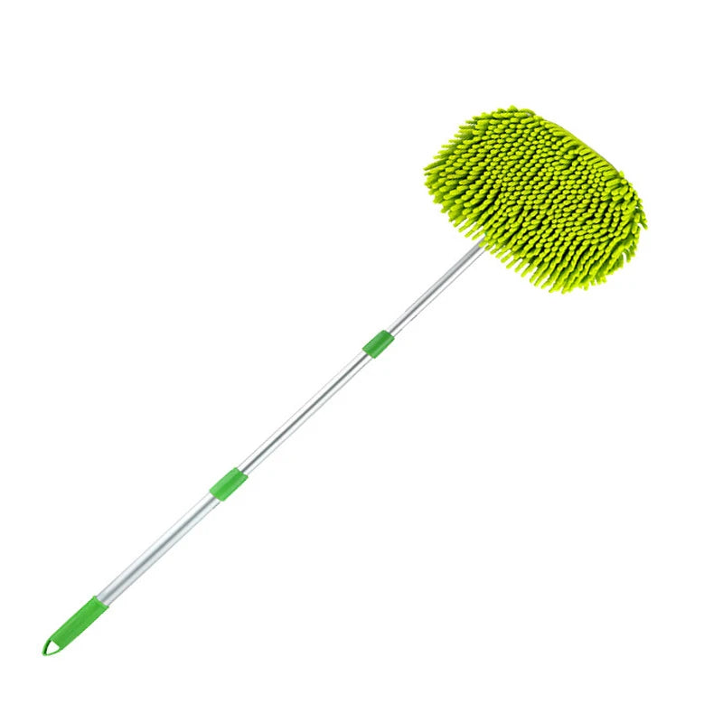 Green Color Telescoping Chenille Car Wash Mop – 2-in-1 Detailing Brush