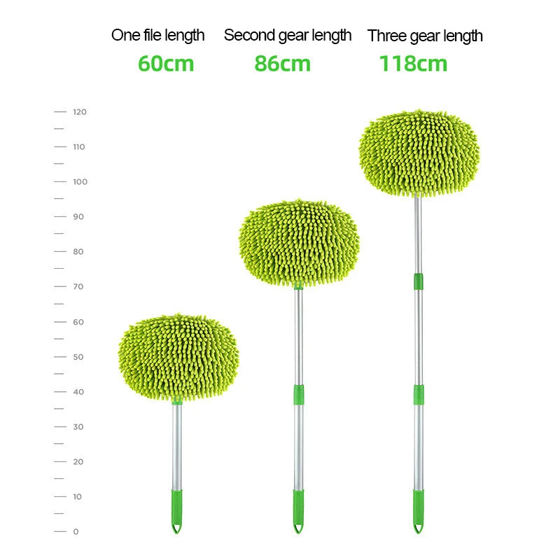 Telescoping Chenille Car Wash Mop – 2-in-1 Detailing Brush