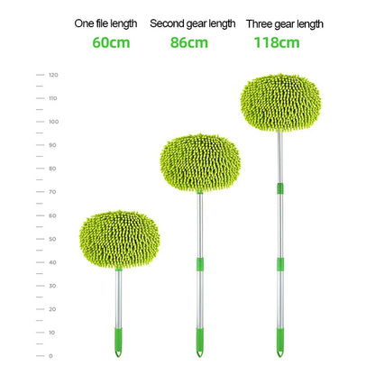 Telescoping Chenille Car Wash Mop – 2-in-1 Detailing Brush