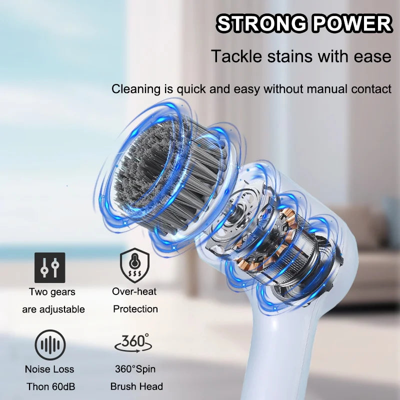USB Electric Rotary Scrubber Cleaning Brush – 5 Heads