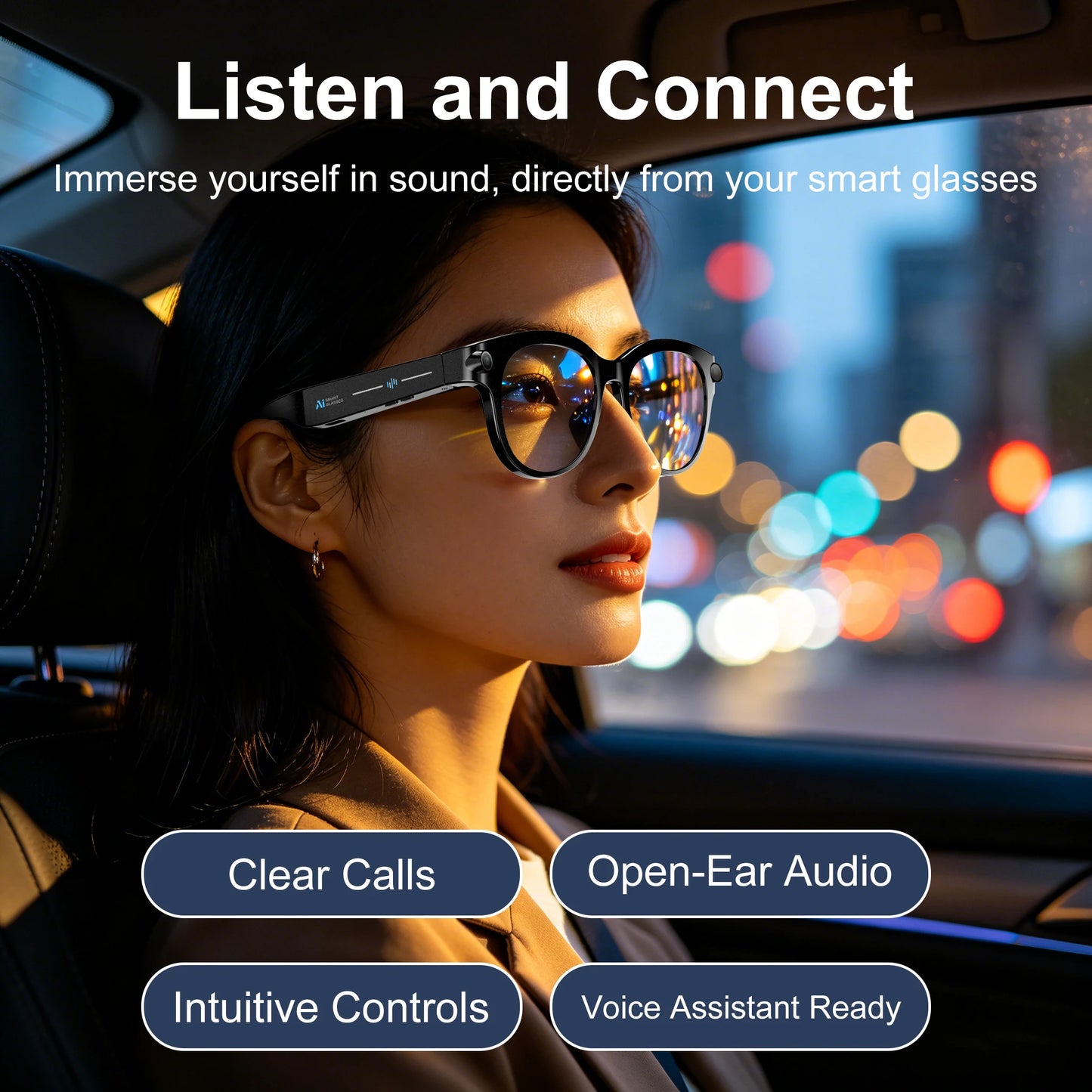 AI Smart Glasses With Camera – Voice Assistant & Music