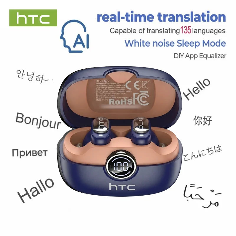 HTC NE79 AI Translator Earbuds | 135+ Languages