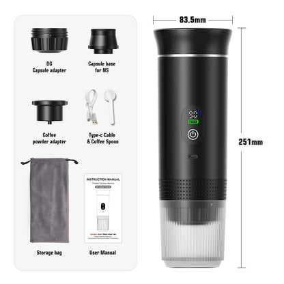 Portable Espresso Machine | USB Cordless 3-in-1