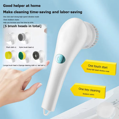 5-in-1 Electric Cleaning Brush – Cordless Rotating Scrubber