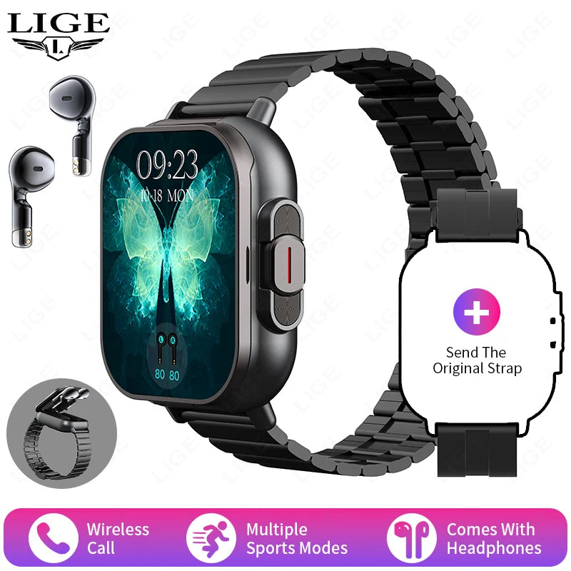 2-in-1 Smartwatch with Wireless Earbuds | Fitness & Bluetooth