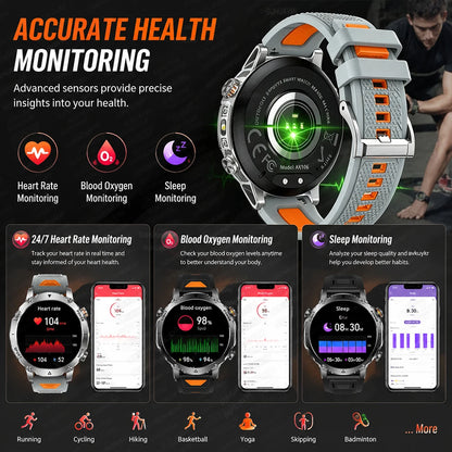 Outdoor GPS Smartwatch With 1400mAh Battery & Flashlight