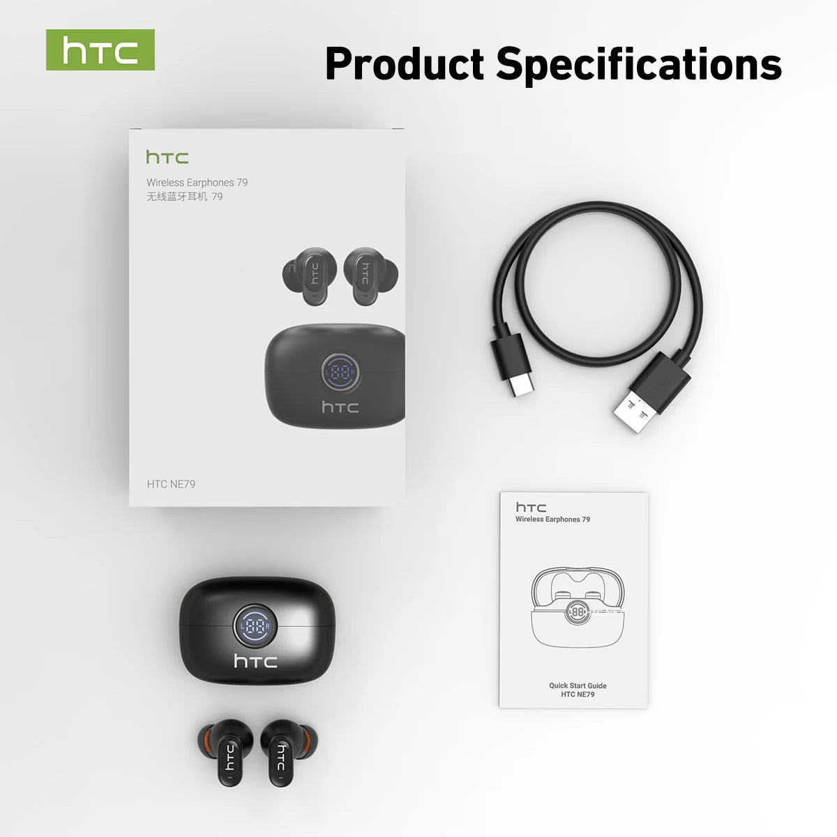 HTC NE79 AI Translator Earbuds | 135+ Languages