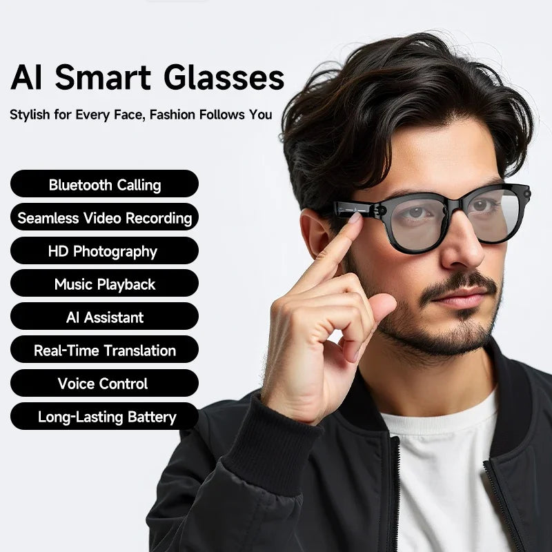 AI Smart Glasses With Camera – Voice Assistant & Music
