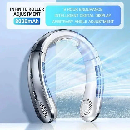 Portable Hanging Neck Fan 8000mAh – Bladeless USB Cooling