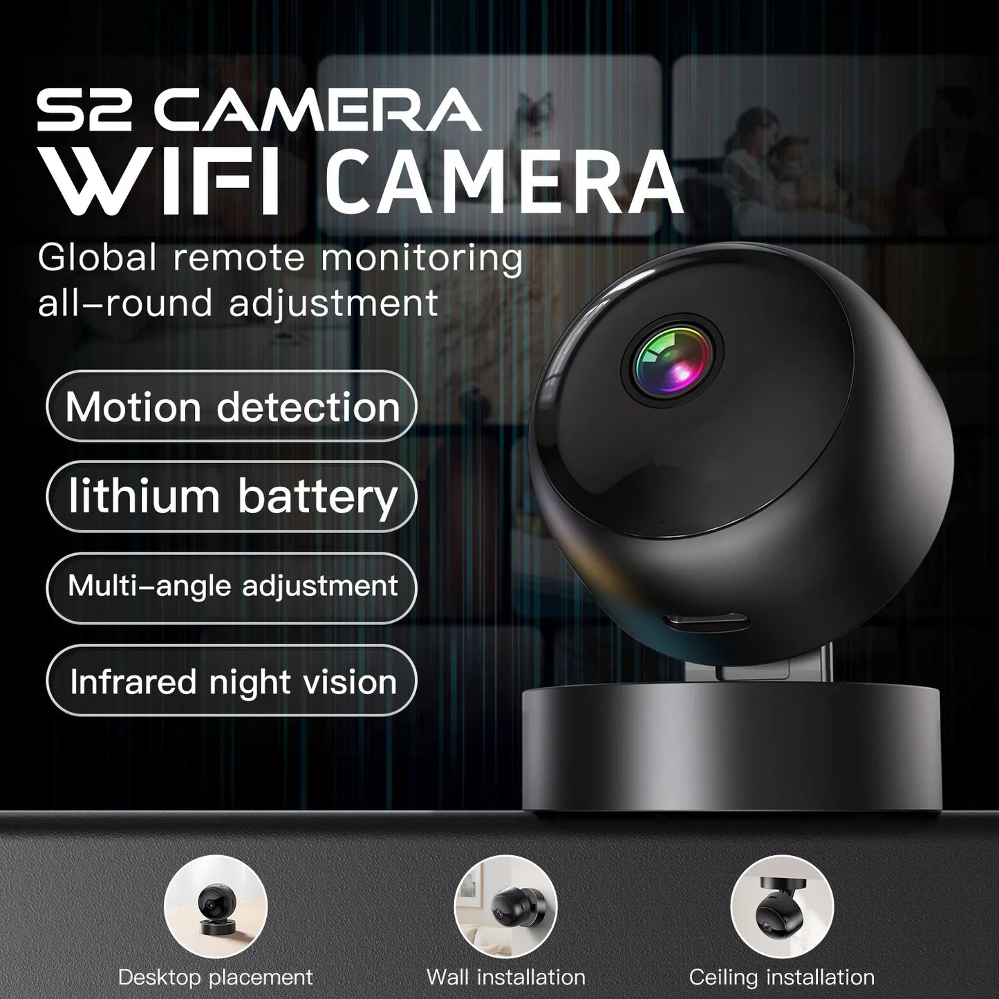 WiFi Mini Security Camera 1080P – 355° Rotating Night Vision