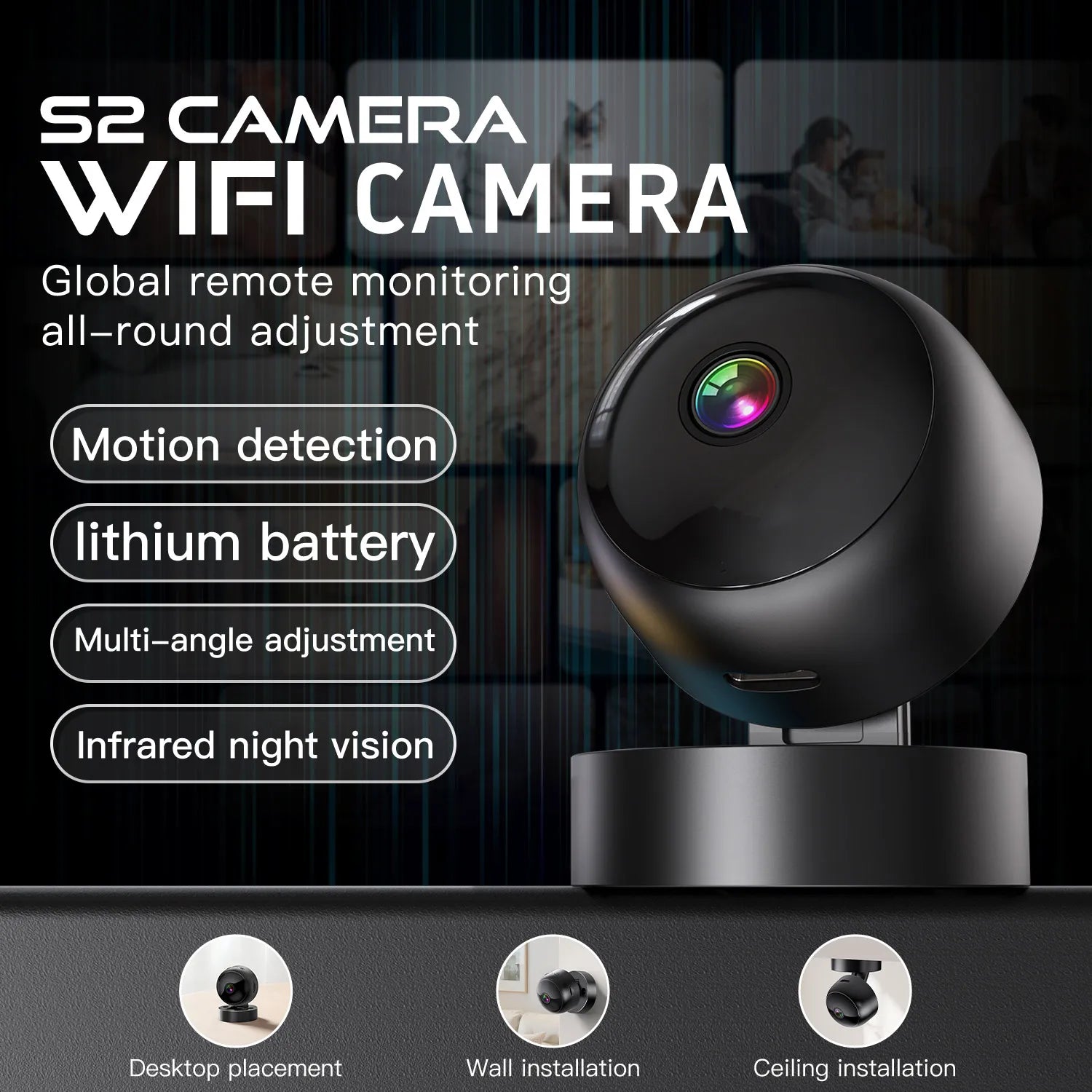 WiFi Mini Security Camera 1080P – 355° Rotating Night Vision