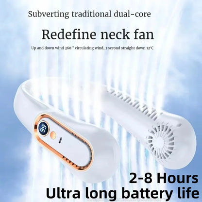 D03 White Color Portable Hanging Neck Fan 8000mAh – Bladeless USB Cooling