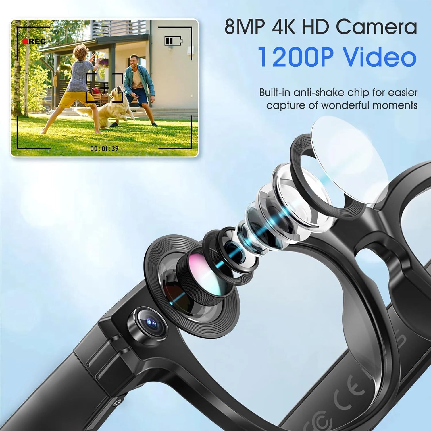 AI Camera Smart Glasses With Photo & Call Features