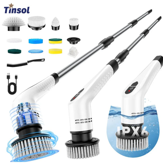 12-in-1 Electric Cleaning Brush with Telescopic Handle