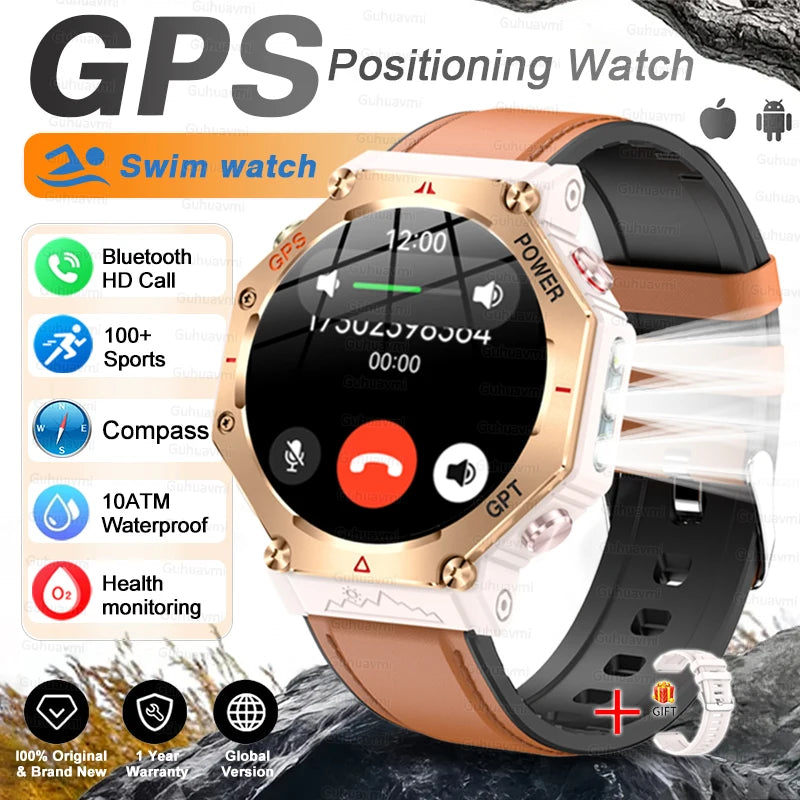pink Leather Color Rugged GPS Outdoor Smartwatch – AMOLED, 10ATM, Compass