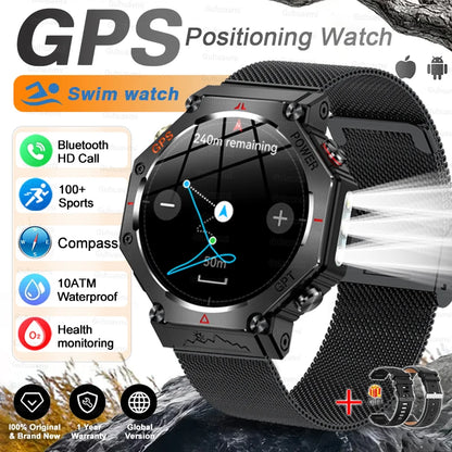Black Mesh Belt 2A Color Rugged GPS Outdoor Smartwatch – AMOLED, 10ATM, Compass
