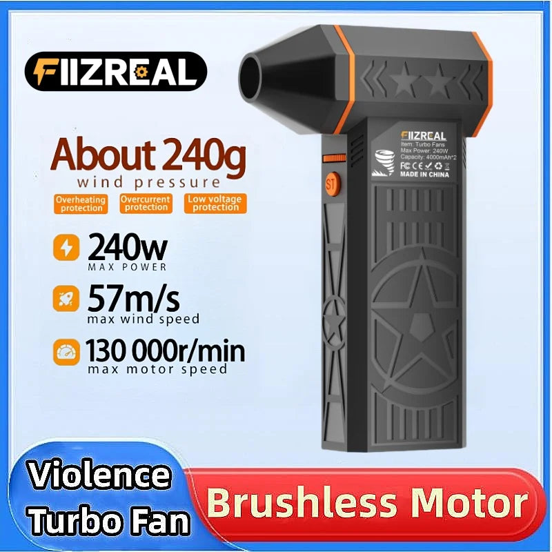240W Brushless Turbo Air Duster – 57m/s, Dual Battery