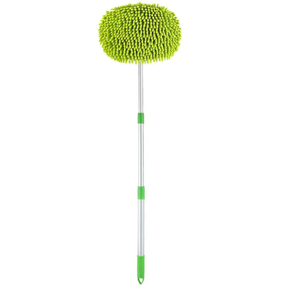 Telescoping Chenille Car Wash Mop – 2-in-1 Detailing Brush