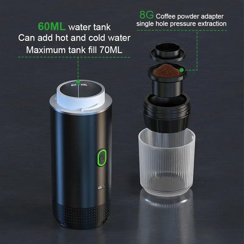 Portable Espresso Machine | USB Cordless 3-in-1