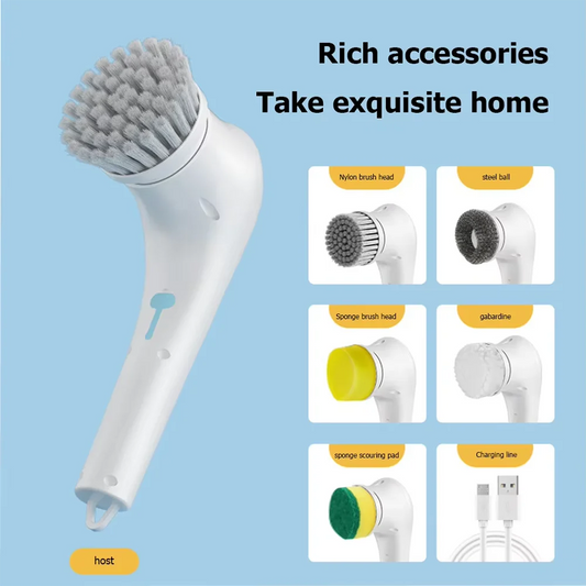 5-in-1 Electric Cleaning Brush – Cordless Rotating Scrubber