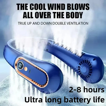 D03 Blue Color Portable Hanging Neck Fan 8000mAh – Bladeless USB Cooling