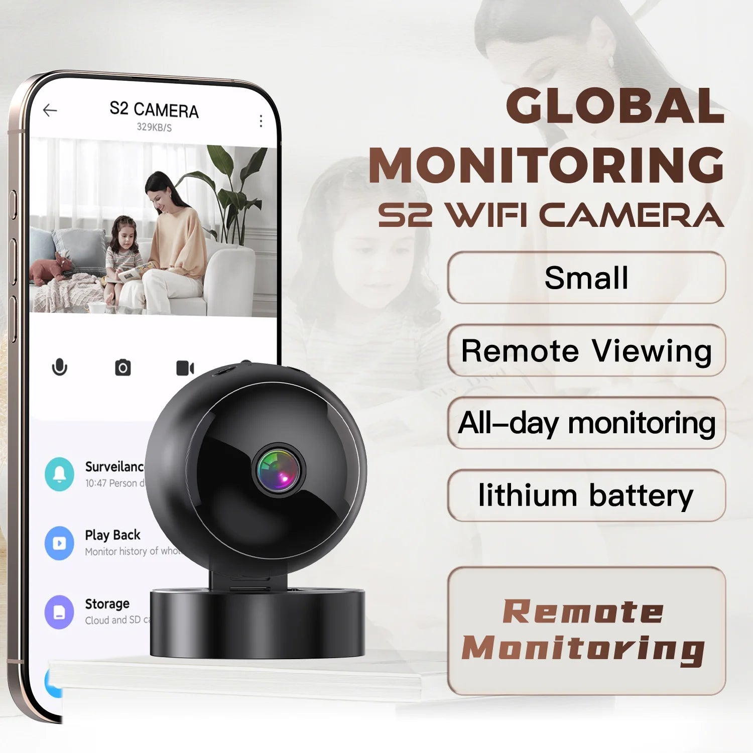 WiFi Mini Security Camera 1080P – 355° Rotating Night Vision