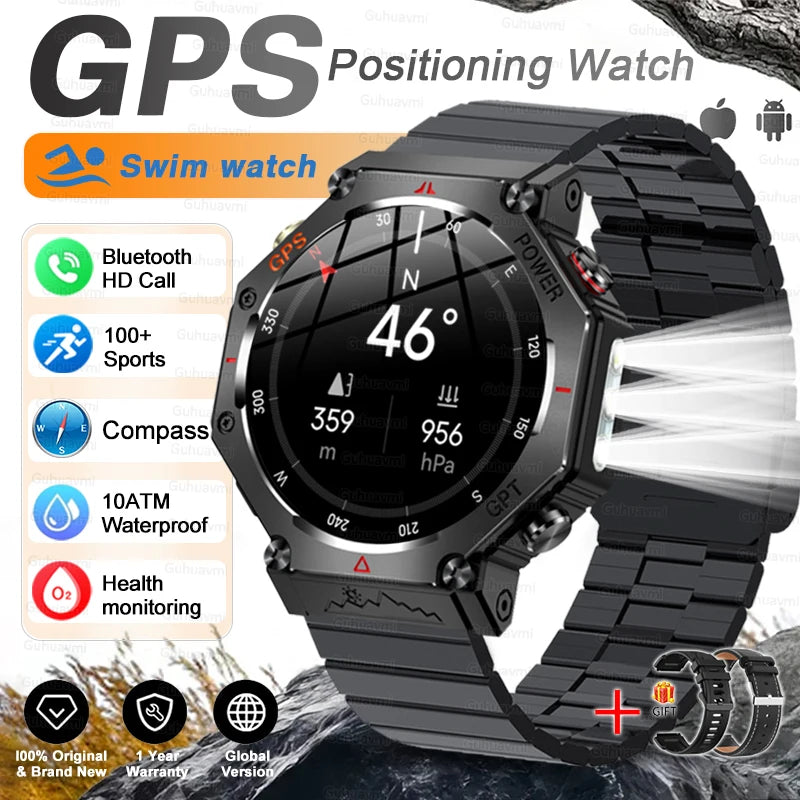 Black Steel B 2A Color Rugged GPS Outdoor Smartwatch – AMOLED, 10ATM, Compass