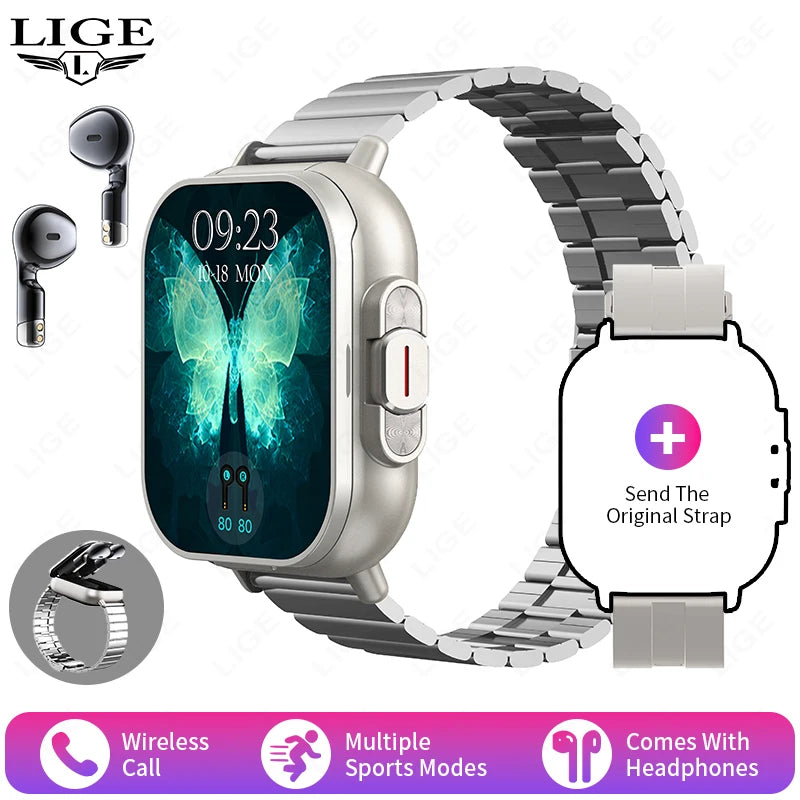 2-in-1 Smartwatch with Wireless Earbuds | Fitness & Bluetooth