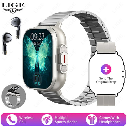 2-in-1 Smartwatch with Wireless Earbuds | Fitness & Bluetooth