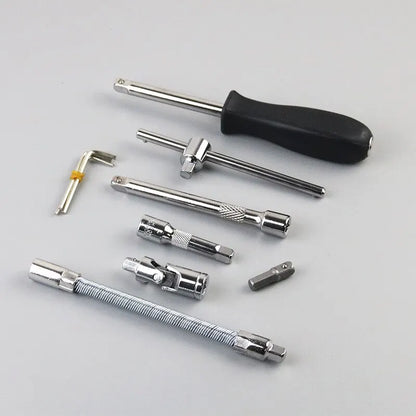 46-Piece 1/4" Socket Wrench Set – Compact Car Repair Kit