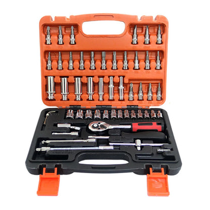 53PCS Color 46-Piece 1/4" Socket Wrench Set – Compact Car Repair Kit