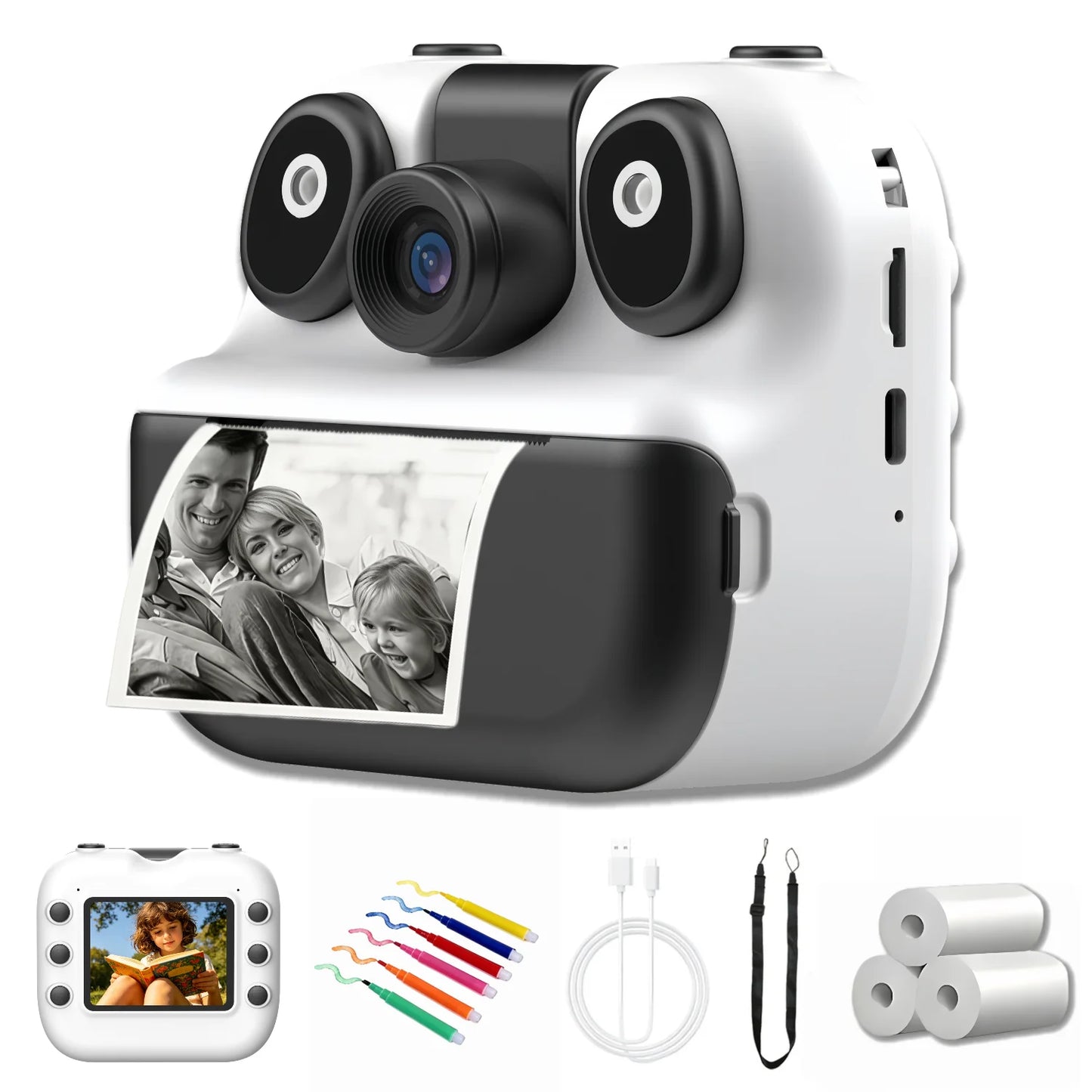Kids Instant Print Camera with 2.8" Screen & 1080P Video