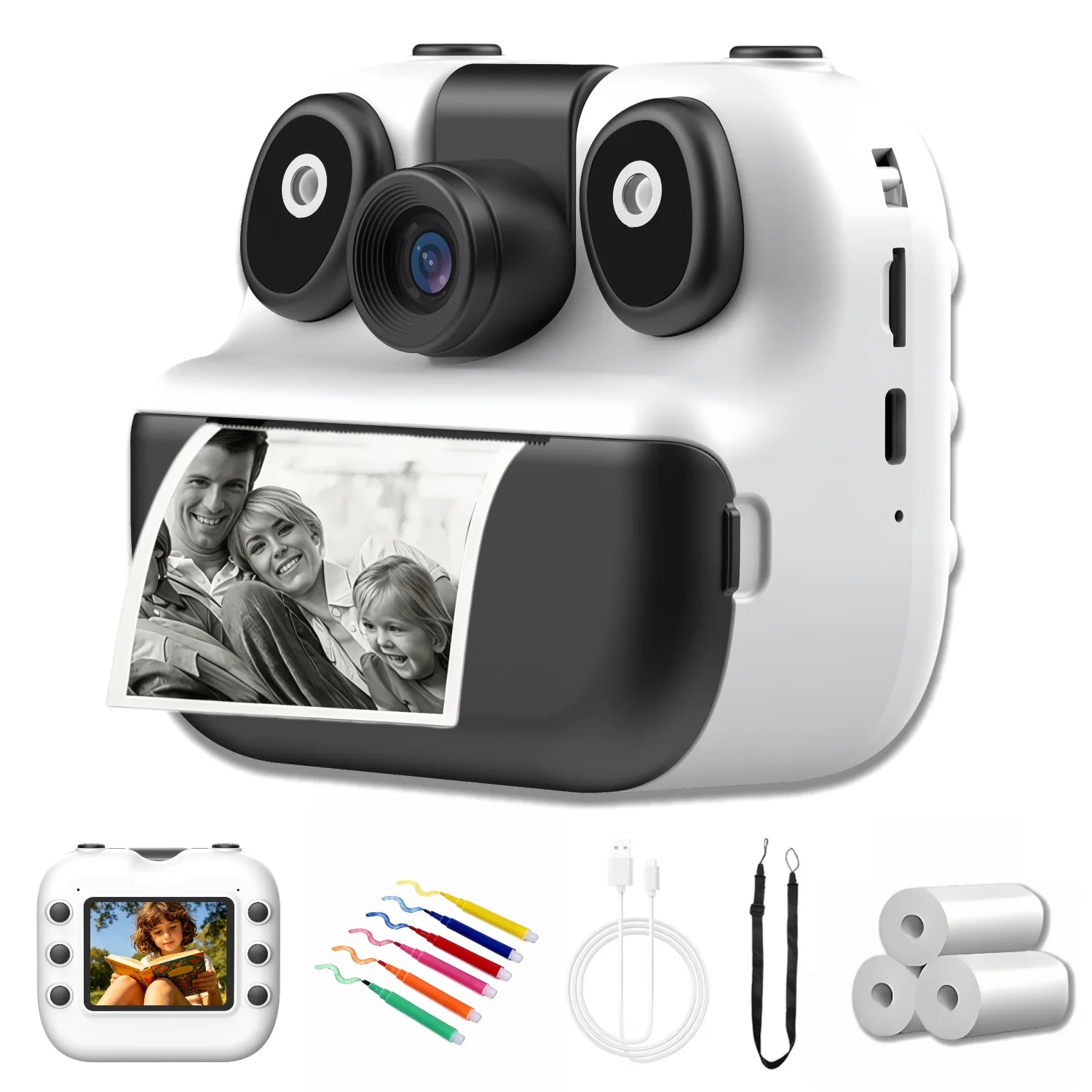 Kids Instant Print Camera with 2.8" Screen & 1080P Video