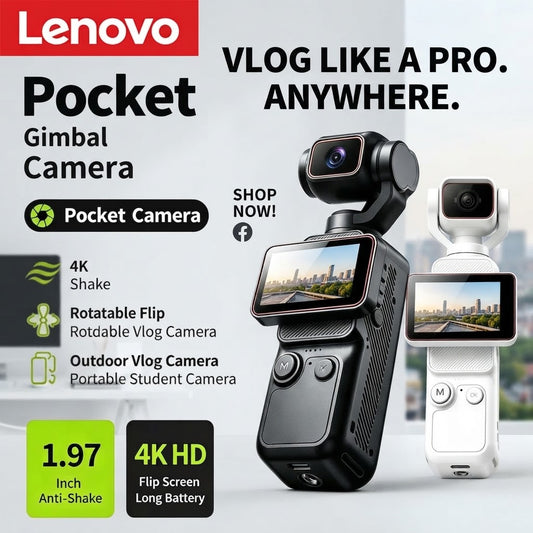 Lenovo 4K Pocket Vlogging Camera | WiFi & Rotating Screen
